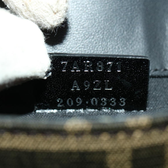 FENDI Zucca Canvas Shoulder Bag Brown Black Auth 31851AV