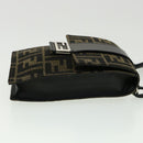 FENDI Zucca Canvas Shoulder Bag Brown Black Auth 31851AV-3