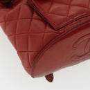 CHANEL Matelasse Chain Hand Bag Lamb Skin Red CC Auth 31892V-15