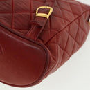 CHANEL Matelasse Chain Hand Bag Lamb Skin Red CC Auth 31892V-16