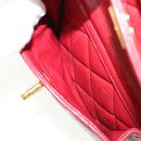 CHANEL Matelasse Chain Hand Bag Lamb Skin Red CC Auth 31892V-17