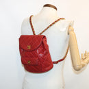 CHANEL Matelasse Chain Hand Bag Lamb Skin Red CC Auth 31892V-23