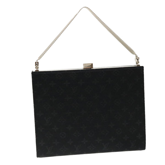 LOUIS VUITTON Monogram Satin Ange MM Hand Bag Black M92101 LV Auth 31990AV