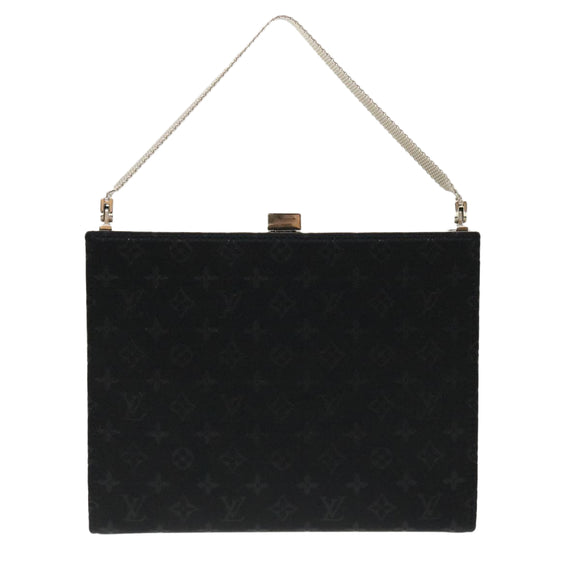 LOUIS VUITTON Monogram Satin Ange MM Hand Bag Black M92101 LV Auth 31990AV