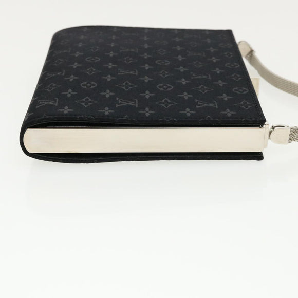 LOUIS VUITTON Monogram Satin Ange MM Hand Bag Black M92101 LV Auth 31990AV