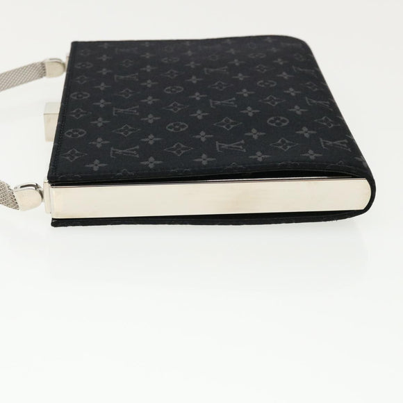 LOUIS VUITTON Monogram Satin Ange MM Hand Bag Black M92101 LV Auth 31990AV
