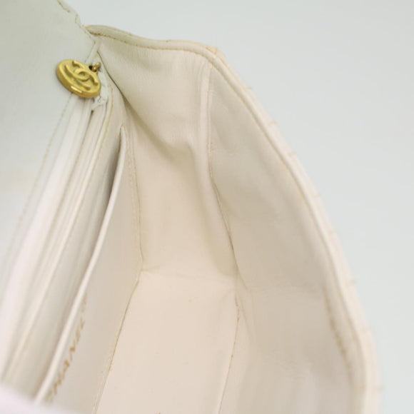 CHANEL Matelasse 23 Turn Lock Shoulder Bag Lamb Skin Brown White CC Auth 32160SAV