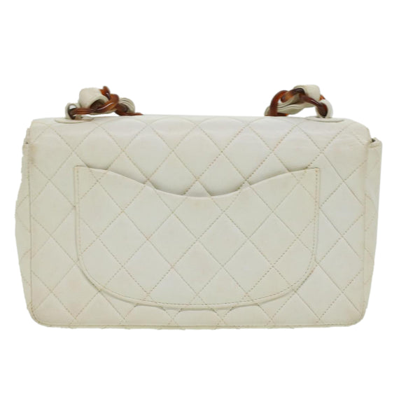 CHANEL Matelasse 23 Turn Lock Shoulder Bag Lamb Skin Brown White CC Auth 32160SAV