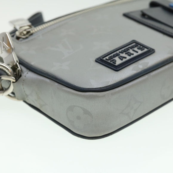 LOUIS VUITTON Monogram satellite alpha Clutch Bag Silver M44171 LV Auth 32344V