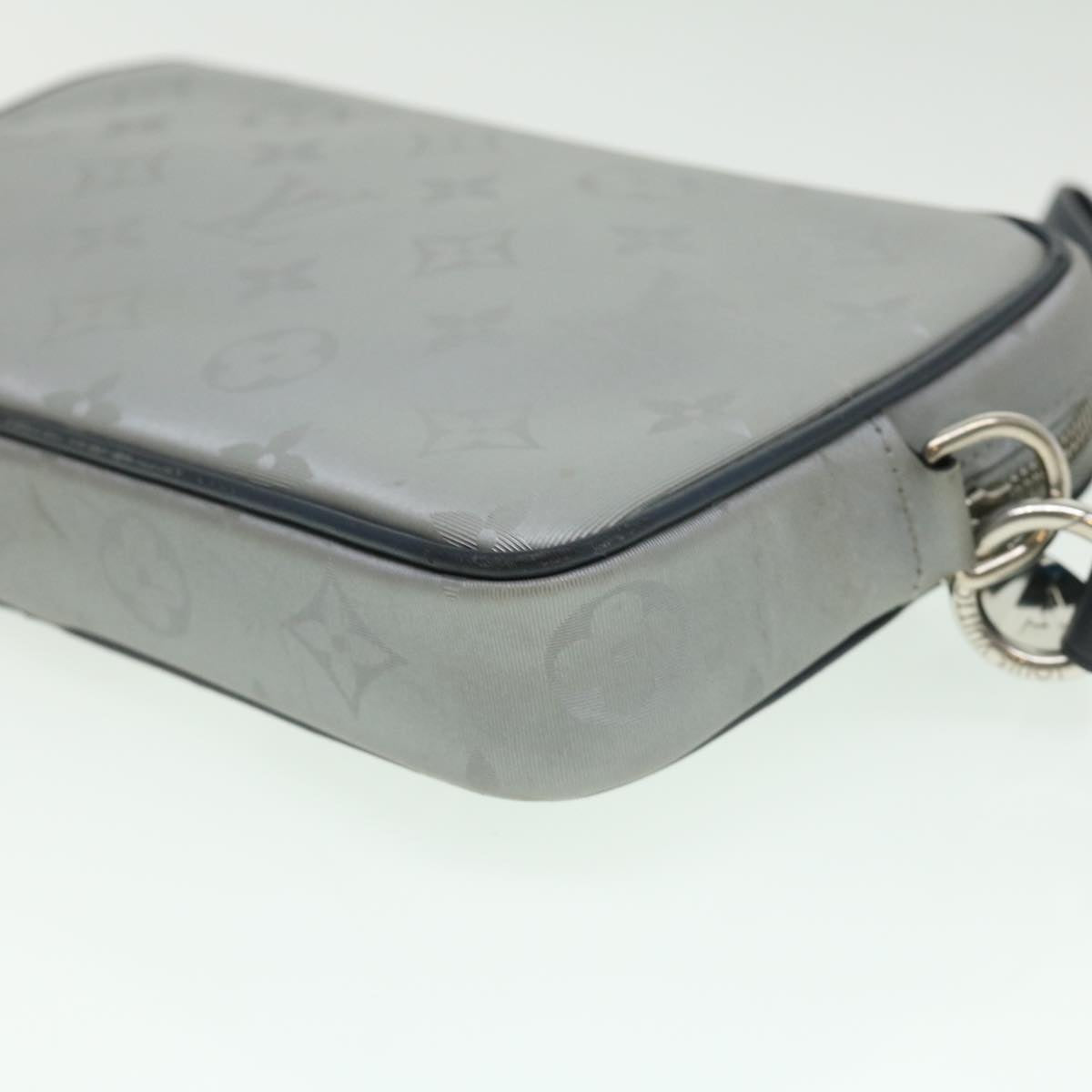 LOUIS VUITTON Monogram satellite alpha Clutch Bag Silver M44171 LV Auth 32344A