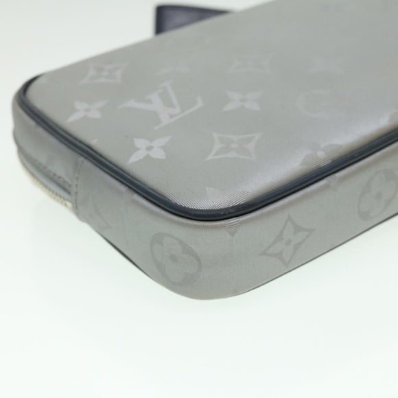 LOUIS VUITTON Monogram satellite alpha Clutch Bag Silver M44171 LV Auth 32344V