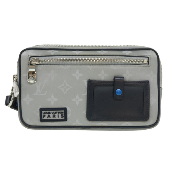 LOUIS VUITTON Monogram satellite alpha Clutch Bag Silver M44171 LV Auth 32344V