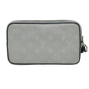 LOUIS VUITTON Monogram satellite alpha Clutch Bag Silver M44171 LV Auth 32344V-2
