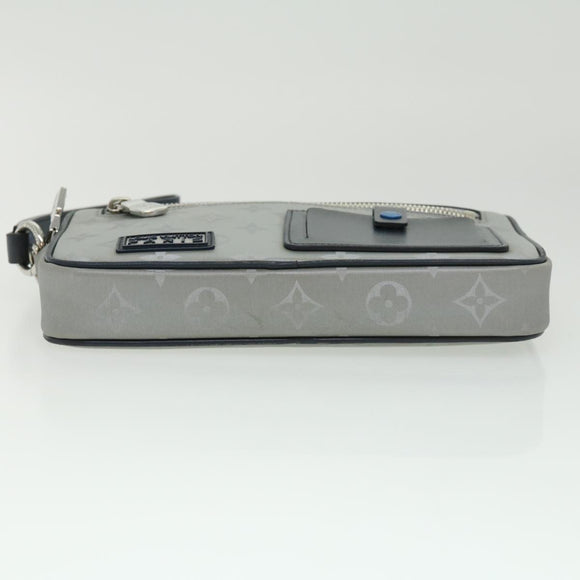 LOUIS VUITTON Monogram satellite alpha Clutch Bag Silver M44171 LV Auth 32344V