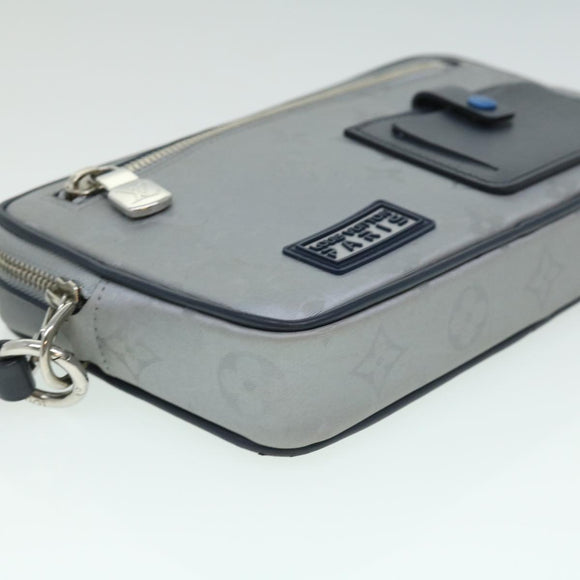 LOUIS VUITTON Monogram satellite Clutch Bag Silver M44171 LV Auth 32349A