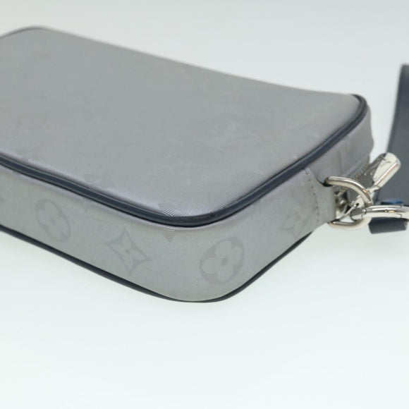 LOUIS VUITTON Monogram satellite Clutch Bag Silver M44171 LV Auth 32349A