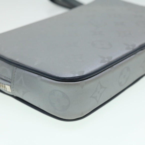 LOUIS VUITTON Monogram satellite Clutch Bag Silver M44171 LV Auth 32349A