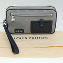 LOUIS VUITTON Monogram satellite Clutch Bag Silver M44171 LV Auth 32349A-12