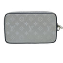 LOUIS VUITTON Monogram satellite Clutch Bag Silver M44171 LV Auth 32349A-2