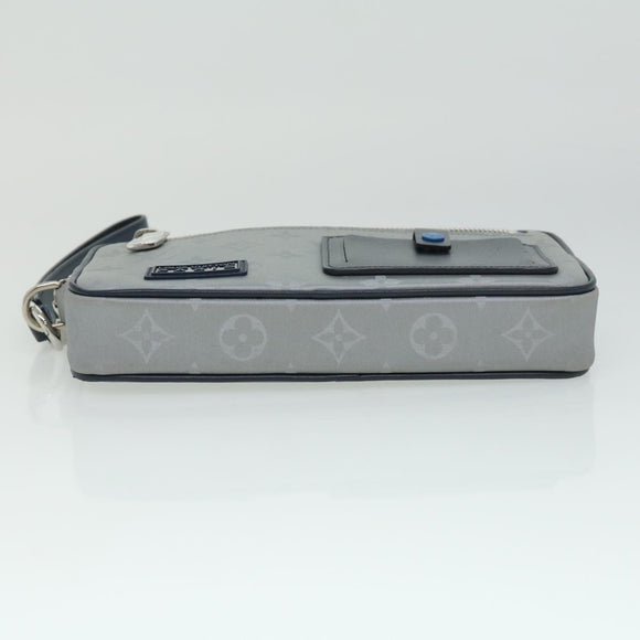 LOUIS VUITTON Monogram satellite Clutch Bag Silver M44171 LV Auth 32349SAV