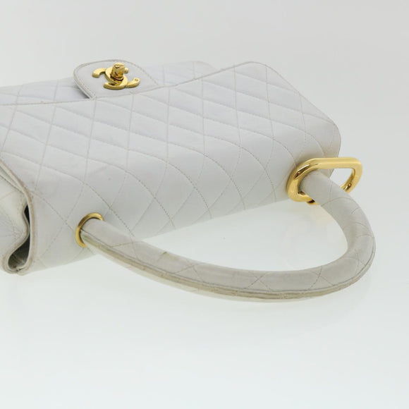 CHANEL Matelasse Pair Shoulder Bag Lamb Skin White CC Auth 32416SAM