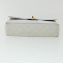CHANEL Matelasse Pair Shoulder Bag Lamb Skin White CC Auth 32416SAM-9