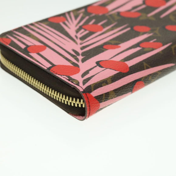 LOUIS VUITTON Monogram jungle dot Zippy Wallet Long Wallet Red Pink Auth 32470SM