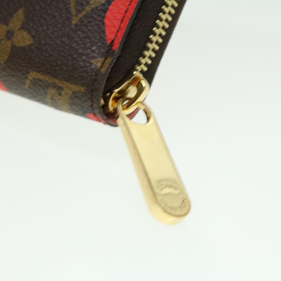 LOUIS VUITTON Monogram jungle dot Zippy Wallet Long Wallet Red Pink Auth 32470SM