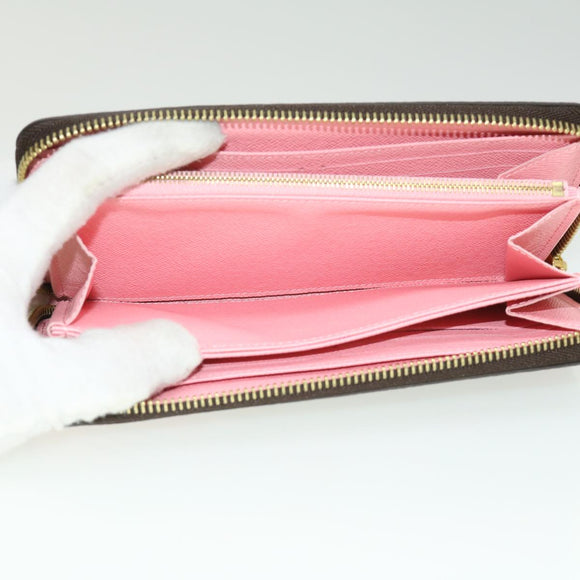 LOUIS VUITTON Monogram jungle dot Zippy Wallet Long Wallet Red Pink Auth 32470SM