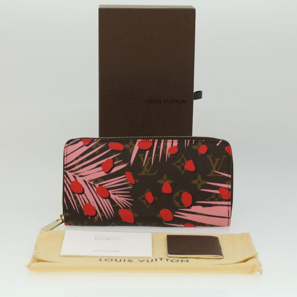 LOUIS VUITTON Monogram jungle dot Zippy Wallet Long Wallet Red Pink Auth 32470SM