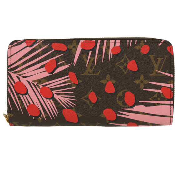 LOUIS VUITTON Monogram jungle dot Zippy Wallet Long Wallet Red Pink Auth 32470SM