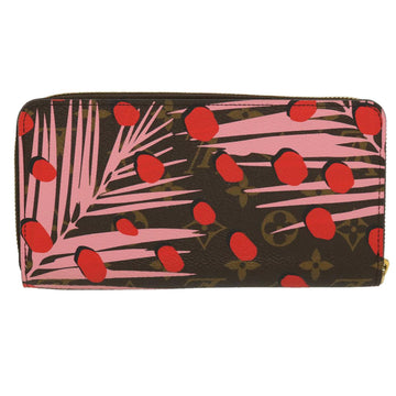 LOUIS VUITTON Monogram jungle dot Zippy Wallet Long Wallet Red Pink Auth 32470SM - 0