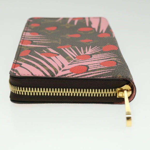 LOUIS VUITTON Monogram jungle dot Zippy Wallet Long Wallet Red Pink Auth 32470SM