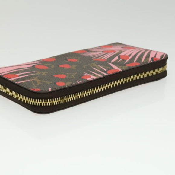 LOUIS VUITTON Monogram jungle dot Zippy Wallet Long Wallet Red Pink Auth 32470SM