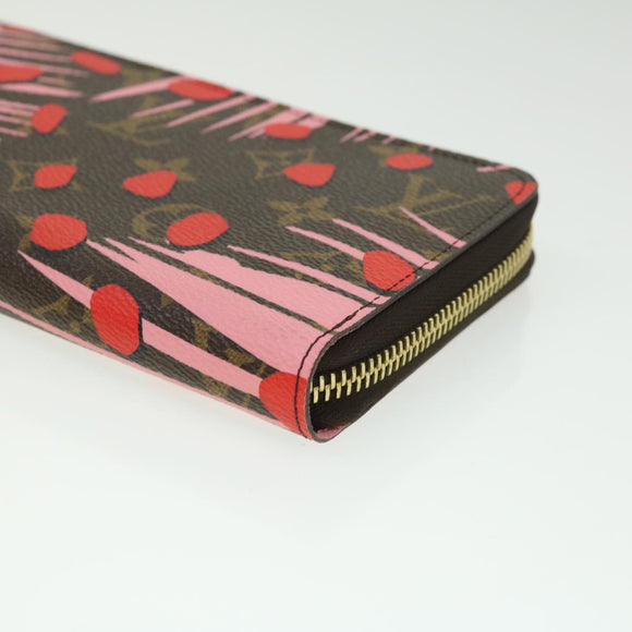 LOUIS VUITTON Monogram jungle dot Zippy Wallet Long Wallet Red Pink Auth 32470SM