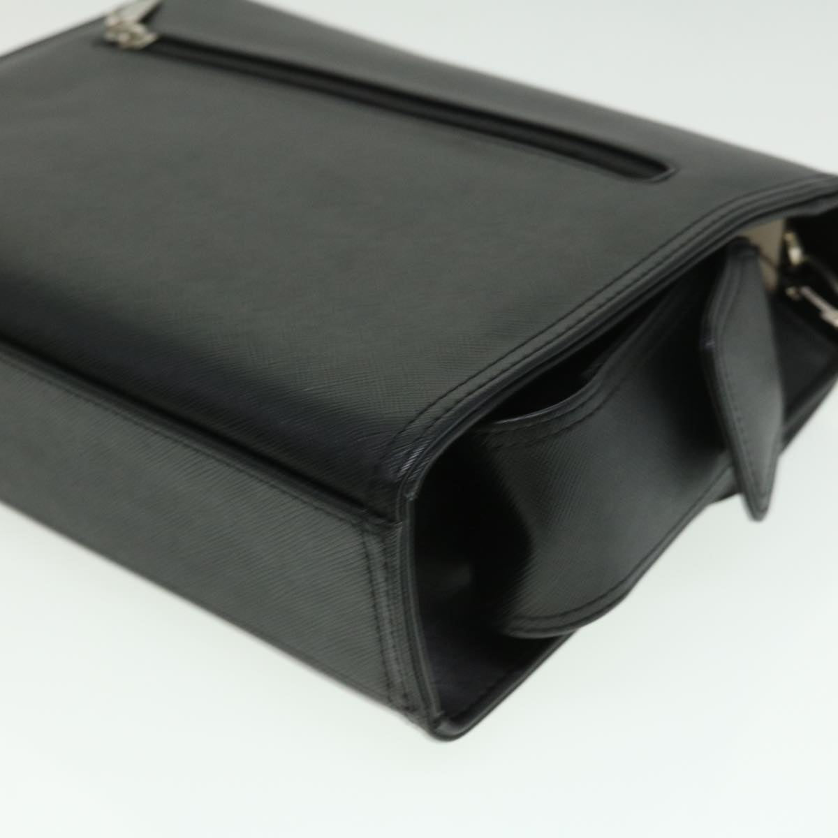 SAINT LAURENT Clutch Bag Leather Black Auth 32493