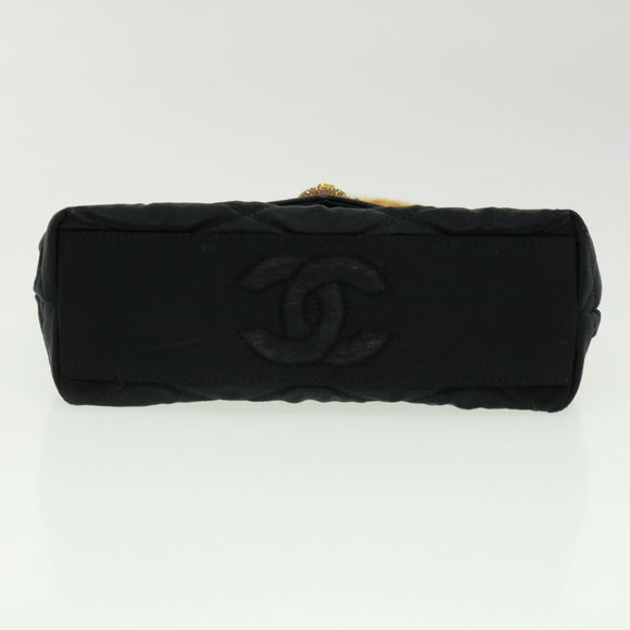 CHANEL Matelasse Chain stone Shoulder Bag Black CC Auth 32695AV