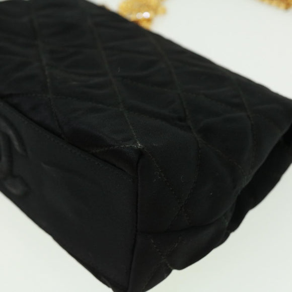 CHANEL Matelasse Chain stone Shoulder Bag Black CC Auth 32695SAV