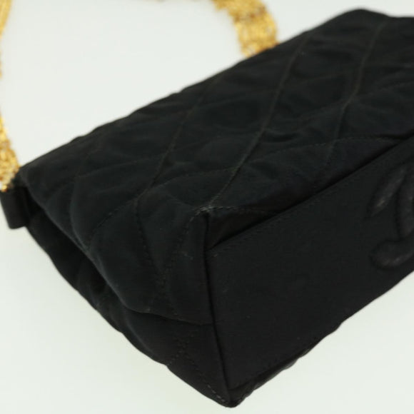 CHANEL Matelasse Chain stone Shoulder Bag Black CC Auth 32695SAV