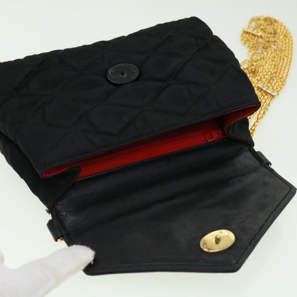 CHANEL Matelasse Chain stone Shoulder Bag Black CC Auth 32695SAV