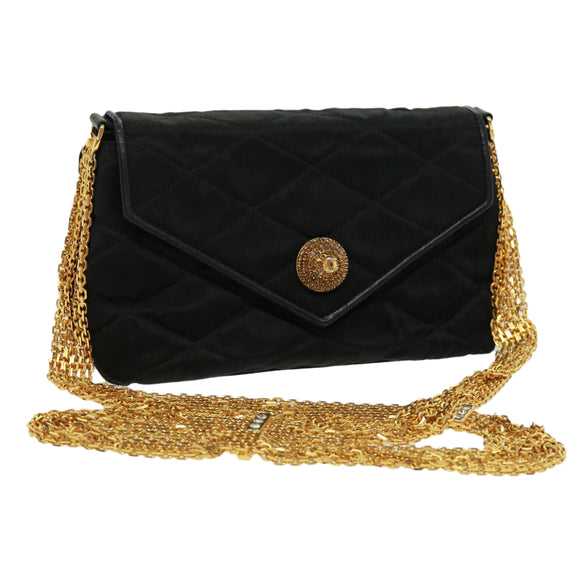 CHANEL Matelasse Chain stone Shoulder Bag Black CC Auth 32695SAV