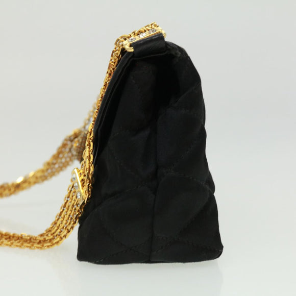 CHANEL Matelasse Chain stone Shoulder Bag Black CC Auth 32695AV