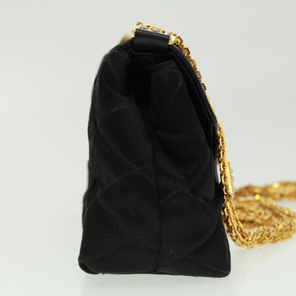CHANEL Matelasse Chain stone Shoulder Bag Black CC Auth 32695AV