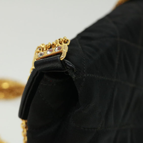 CHANEL Matelasse Chain stone Shoulder Bag Black CC Auth 32695SAV