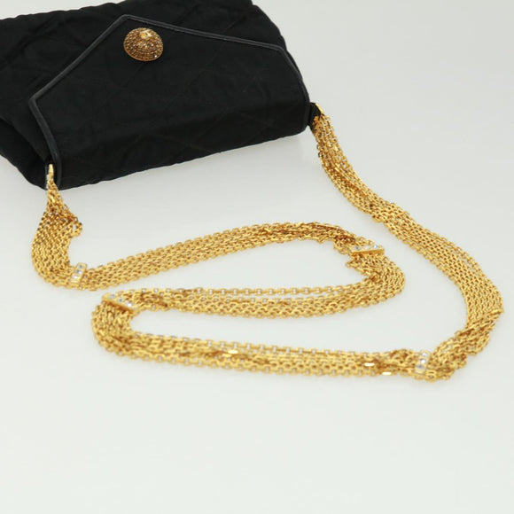 CHANEL Matelasse Chain stone Shoulder Bag Black CC Auth 32695AV