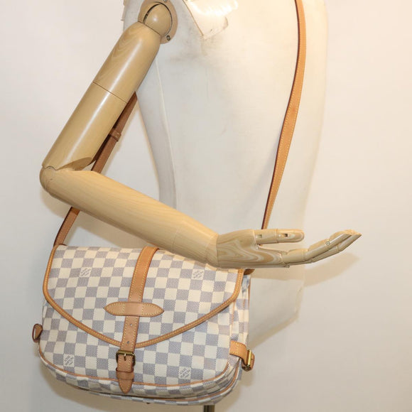 LOUIS VUITTON Damier Azur Saumur 30 Shoulder Bag SPO N48202 LV Auth 32766AV