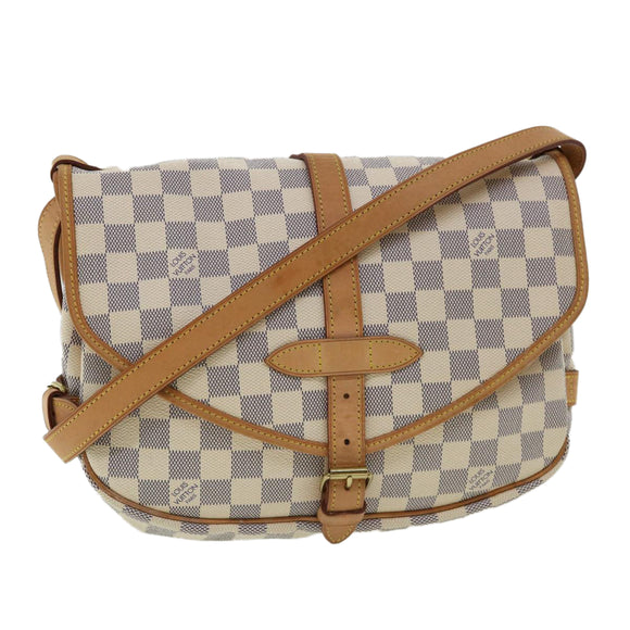 LOUIS VUITTON Damier Azur Saumur 30 Shoulder Bag SPO N48202 LV Auth 32766AV