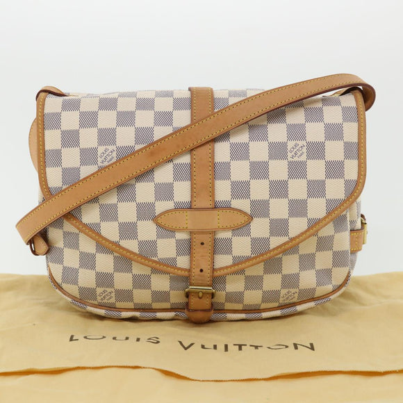 LOUIS VUITTON Damier Azur Saumur 30 Shoulder Bag SPO N48202 LV Auth 32766SAV
