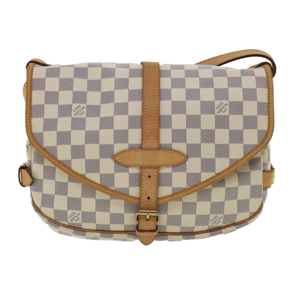 LOUIS VUITTON Damier Azur Saumur 30 Shoulder Bag SPO N48202 LV Auth 32766SAV