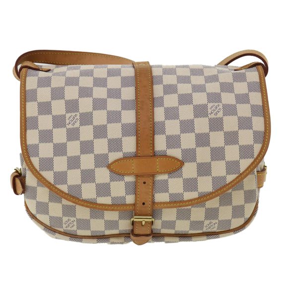 LOUIS VUITTON Damier Azur Saumur 30 Shoulder Bag SPO N48202 LV Auth 32766SAV